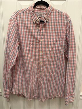 J.Crew Factory Men's Button-Down Plaid Shirt in Red, White and Blue